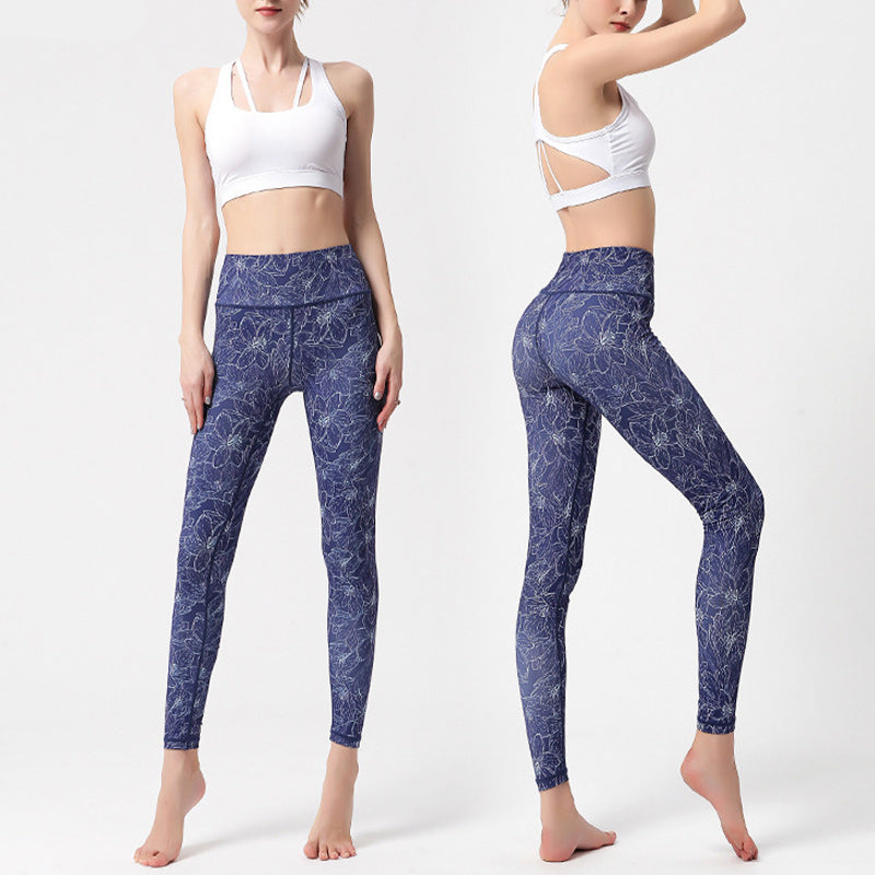Buddha Stones Kwiaty Liście Ptaki Nadruk Spodnie Sportowe Fitness Joga Legginsy Damskie Spodnie do Jogi - image 16