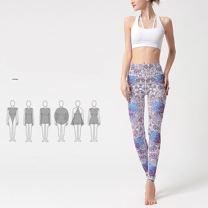 Buddha Stones Kwiaty Liście Ptaki Nadruk Spodnie Sportowe Fitness Joga Legginsy Damskie Spodnie do Jogi - image 4