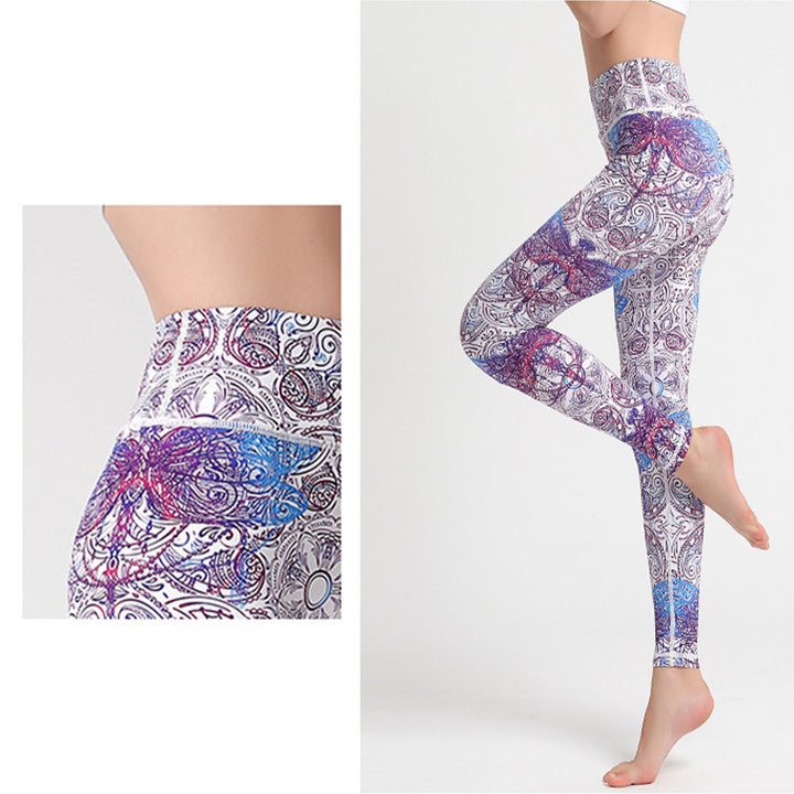 Buddha Stones Kwiaty Liście Ptaki Nadruk Spodnie Sportowe Fitness Joga Legginsy Damskie Spodnie do Jogi - image 6