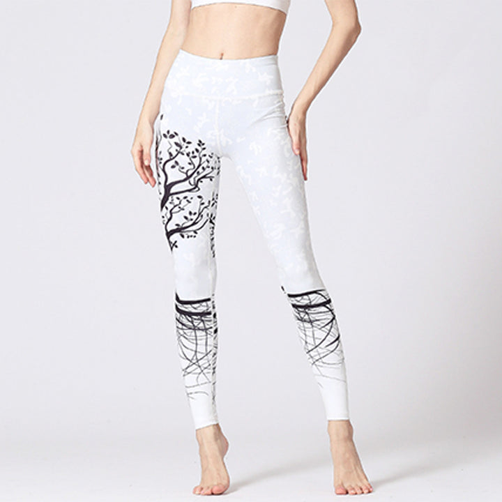 Buddha Stones Linie Chwasty Kwiaty Sakury Czarne Spodnie z nadrukiem drzewa Sportowe legginsy do jogi Damskie spodnie do jogi - image 32