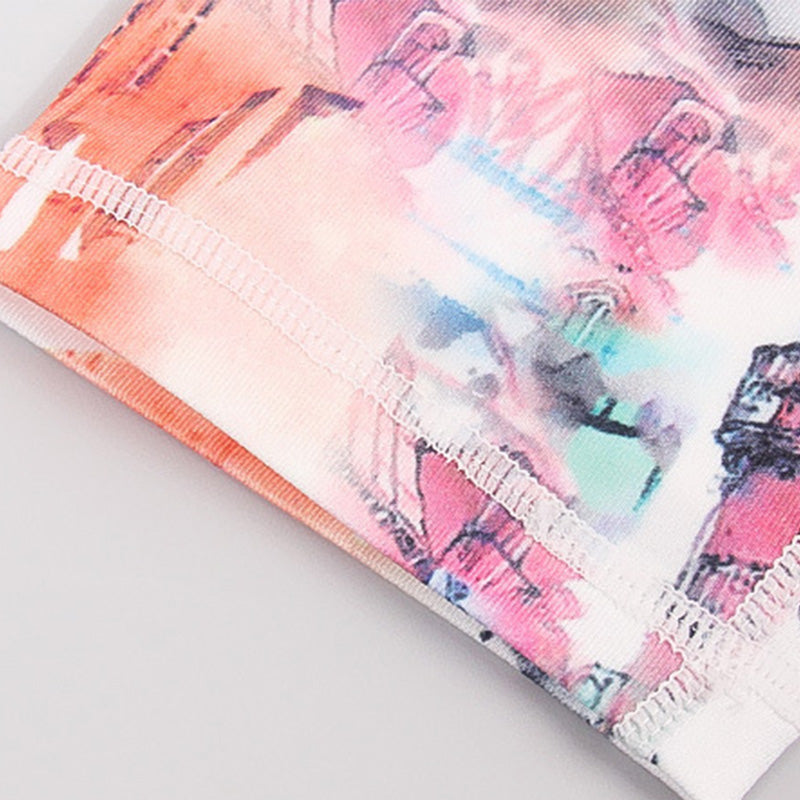 Buddha Stones Różowy Kwiat Biały Kolorowy Atrament Biały Nadruk Legginsy Sport Fitness Joga Damskie Spodnie - image 12