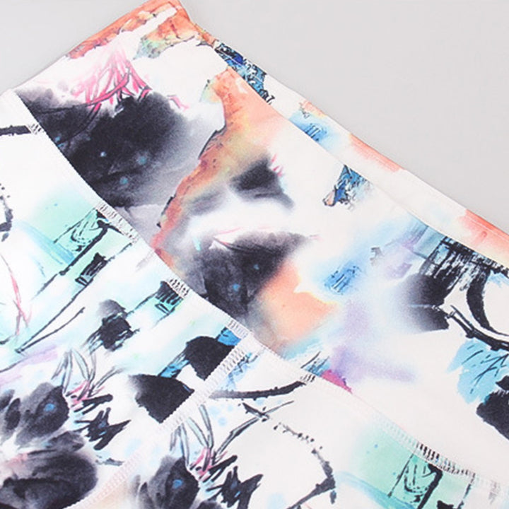 Buddha Stones Różowy Kwiat Biały Kolorowy Atrament Biały Nadruk Legginsy Sport Fitness Joga Damskie Spodnie - image 11