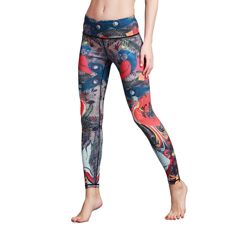 Buddha Stones Czerwone Niebieskie Pawie Pióra Spodnie Sportowe Fitness Joga Legginsy Damskie Spodnie do Jogi - image 6