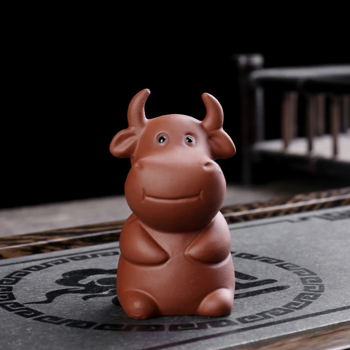 Buddha Stones Chiński Zodiak Fioletowa Glina Bogactwo Ceramiczna Herbata Zwierzę Dom Figurka Dekoracja