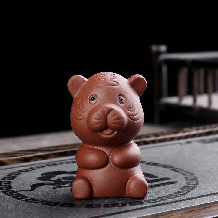 Buddha Stones Chiński Zodiak Fioletowa Glina Bogactwo Ceramiczna Herbata Zwierzę Dom Figurka Dekoracja