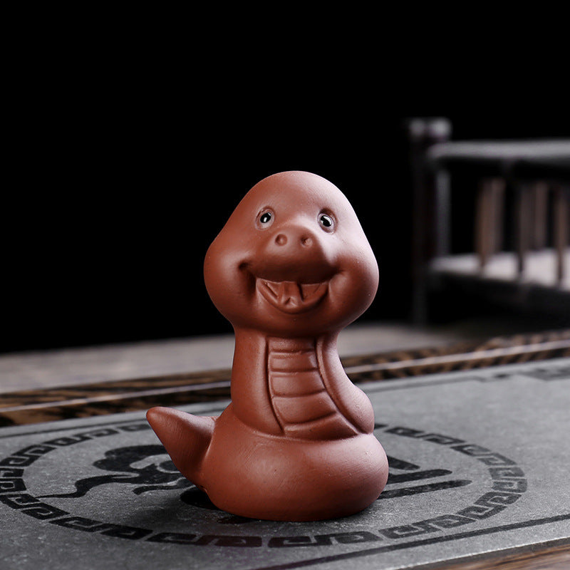 Buddha Stones Chiński Zodiak Fioletowa Glina Bogactwo Ceramiczna Herbata Zwierzę Dom Figurka Dekoracja