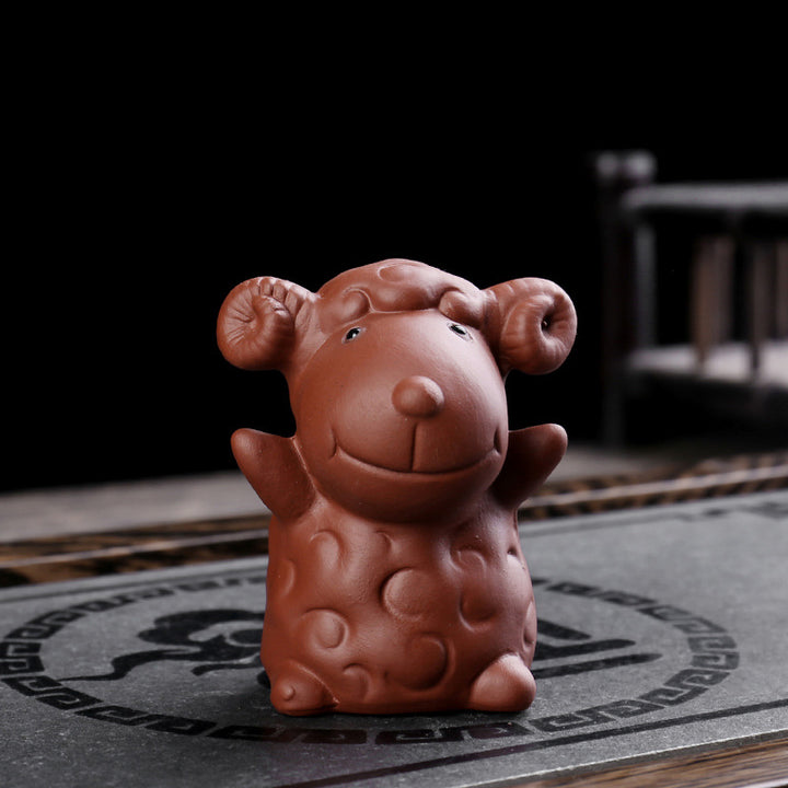 Buddha Stones Chiński Zodiak Fioletowa Glina Bogactwo Ceramiczna Herbata Zwierzę Dom Figurka Dekoracja