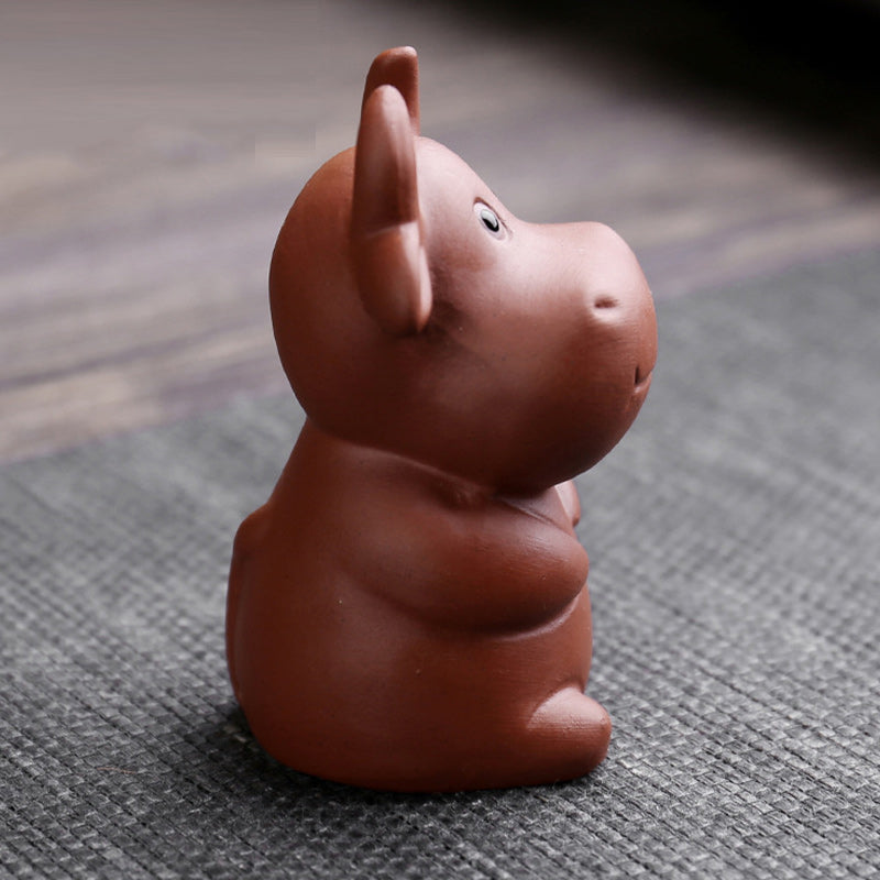 Buddha Stones Chiński Zodiak Fioletowa Glina Bogactwo Ceramiczna Herbata Zwierzę Dom Figurka Dekoracja