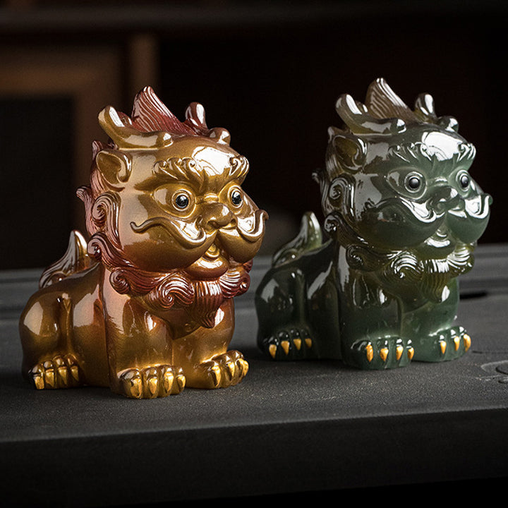 Buddha Stones Zmieniające Kolor Małe PiXiu Żywica Herbata Zwierzę Bogactwo Dom Figurka Dekoracja - image 21