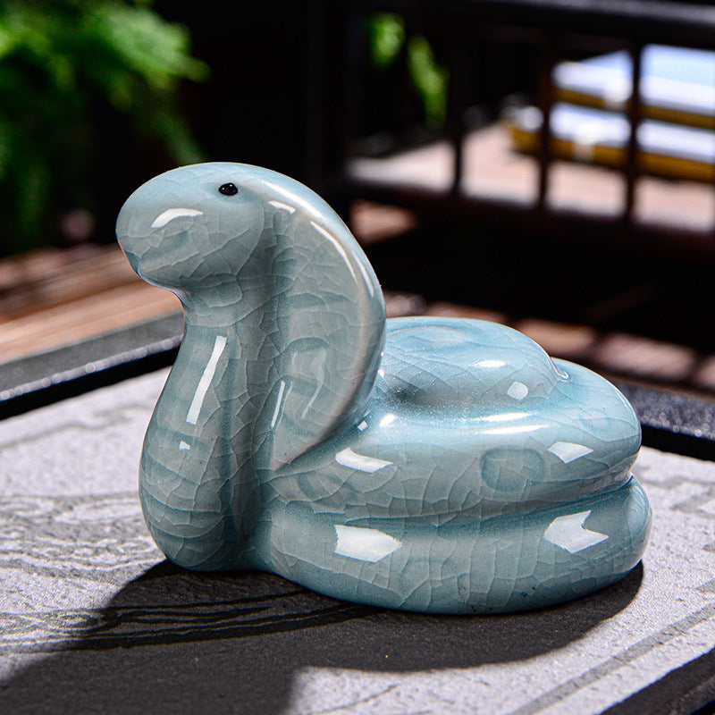 Buddha Stones Chiński Zodiak Bogactwo Ceramiczna Herbata Zwierzę Dom Figurka Dekoracja - Wąż 8cm*5cm*5,5cm - image 12