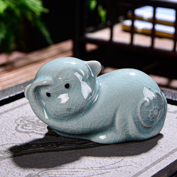 Buddha Stones Chiński Zodiak Bogactwo Ceramiczna Herbata Zwierzę Dom Figurka Dekoracja