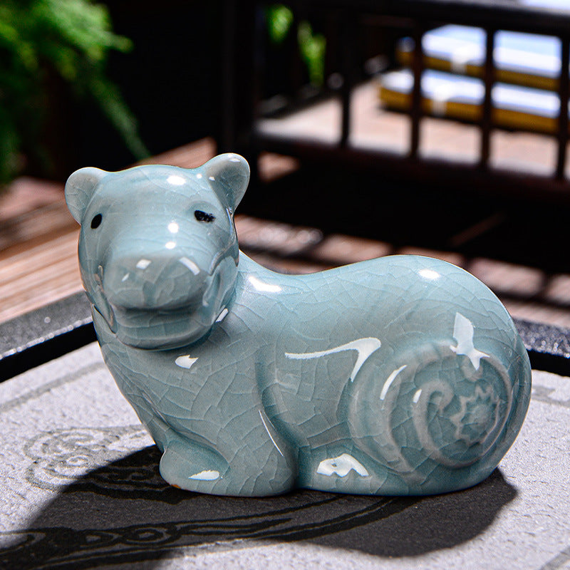 Buddha Stones Chiński Zodiak Bogactwo Ceramiczna Herbata Zwierzę Dom Figurka Dekoracja