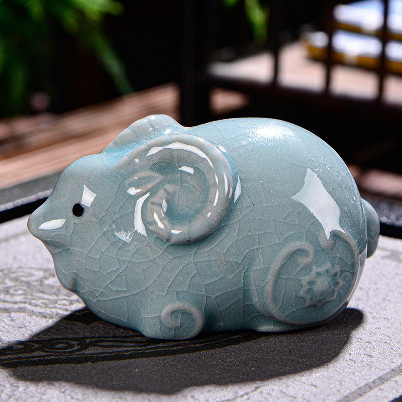 Buddha Stones Chiński Zodiak Bogactwo Ceramiczna Herbata Zwierzę Dom Figurka Dekoracja - Koza 8cm*5cm*4,5cm - image 16