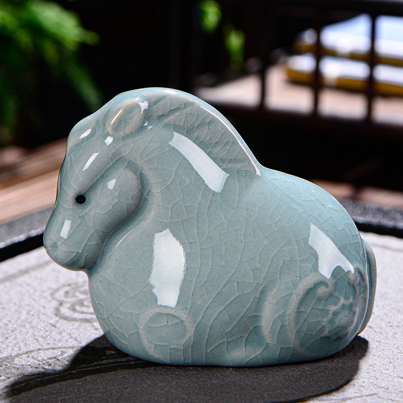 Buddha Stones Chiński Zodiak Bogactwo Ceramiczna Herbata Zwierzę Dom Figurka Dekoracja