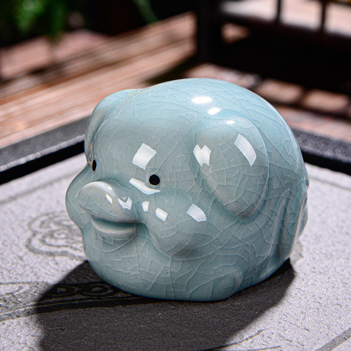 Buddha Stones Chiński Zodiak Bogactwo Ceramiczna Herbata Zwierzę Dom Figurka Dekoracja - Świnka 7cm*5cm*4,5cm - image 26