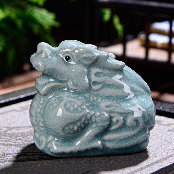 Buddha Stones Chiński Zodiak Bogactwo Ceramiczna Herbata Zwierzę Dom Figurka Dekoracja - Smok 7cm*5cm*6cm - image 2