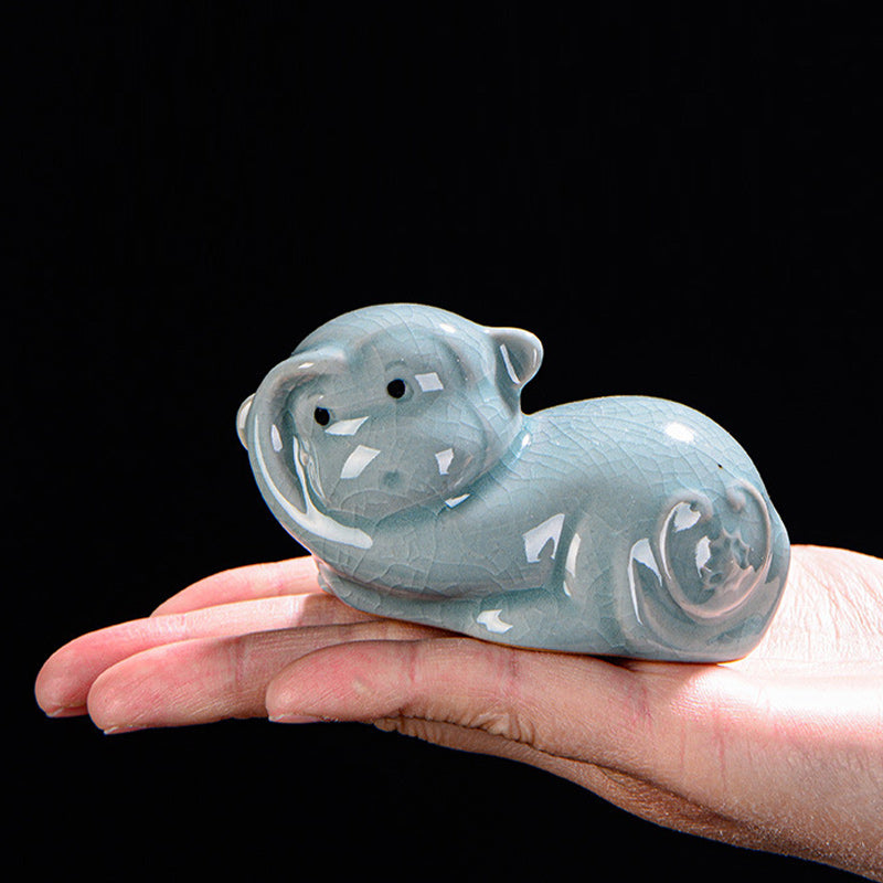 Buddha Stones Chiński Zodiak Bogactwo Ceramiczna Herbata Zwierzę Dom Figurka Dekoracja