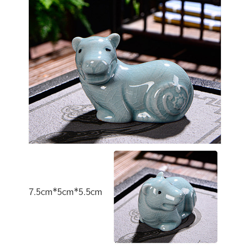 Buddha Stones Chiński Zodiak Bogactwo Ceramiczna Herbata Zwierzę Dom Figurka Dekoracja