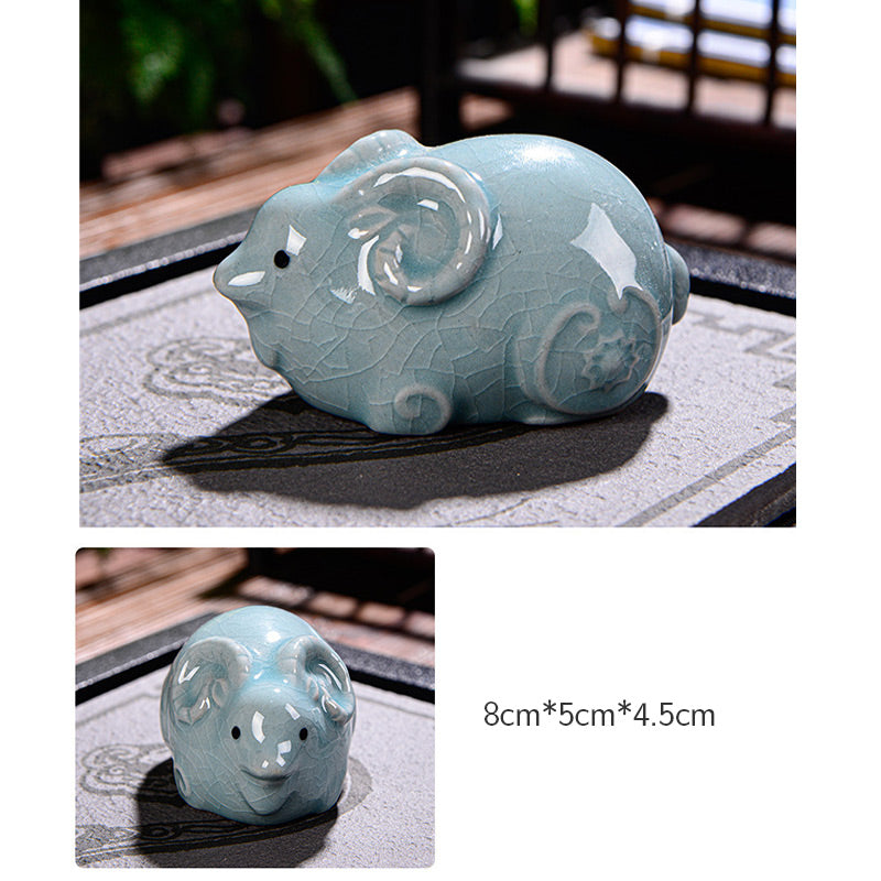 Buddha Stones Chiński Zodiak Bogactwo Ceramiczna Herbata Zwierzę Dom Figurka Dekoracja