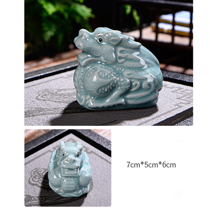 Buddha Stones Chiński Zodiak Bogactwo Ceramiczna Herbata Zwierzę Dom Figurka Dekoracja - image 3