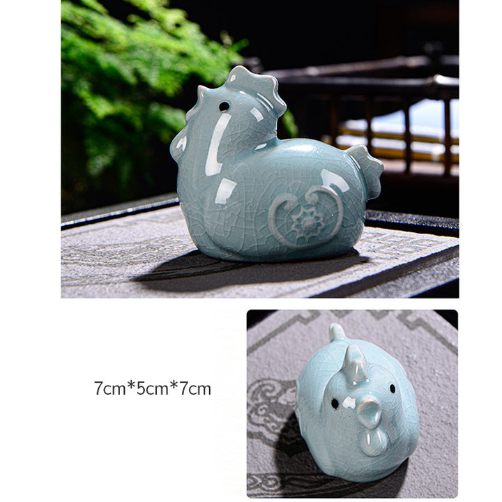 Buddha Stones Chiński Zodiak Bogactwo Ceramiczna Herbata Zwierzę Dom Figurka Dekoracja