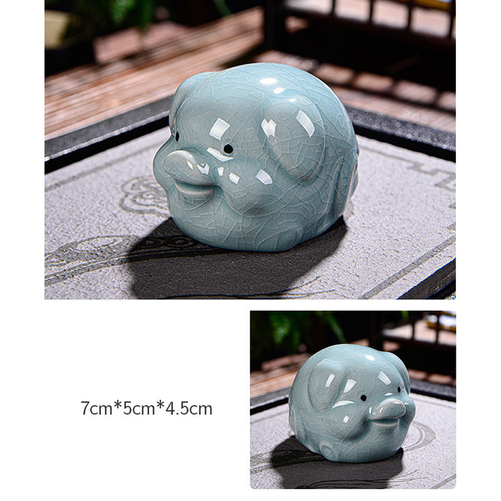 Buddha Stones Chiński Zodiak Bogactwo Ceramiczna Herbata Zwierzę Dom Figurka Dekoracja
