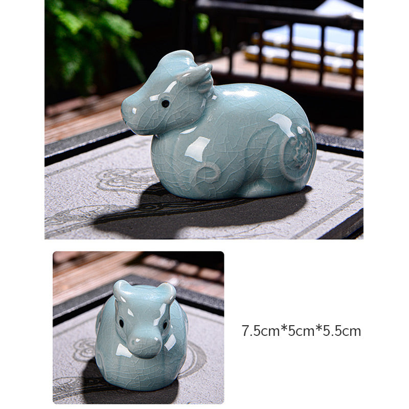 Buddha Stones Chiński Zodiak Bogactwo Ceramiczna Herbata Zwierzę Dom Figurka Dekoracja