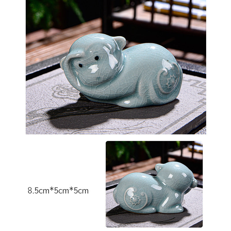 Buddha Stones Chiński Zodiak Bogactwo Ceramiczna Herbata Zwierzę Dom Figurka Dekoracja - image 21