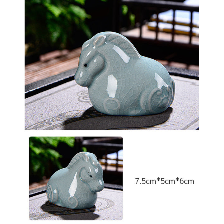 Buddha Stones Chiński Zodiak Bogactwo Ceramiczna Herbata Zwierzę Dom Figurka Dekoracja - image 15