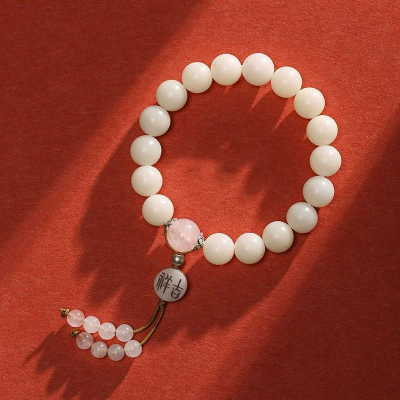 Buddha Stones Nasiona Bodhi Czerwony Agat Czarny Obsydian Różowy Kryształ Rutilated Quartz Bransoletka Mala Na Nadgarstek Pokoju