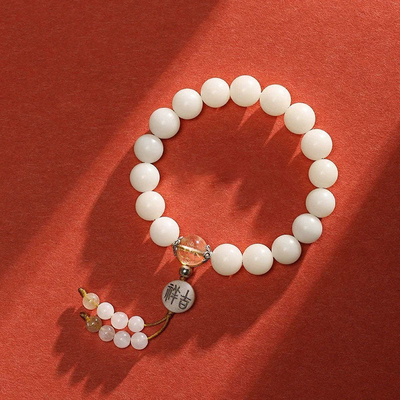 Buddha Stones Nasiona Bodhi Czerwony Agat Czarny Obsydian Różowy Kryształ Rutilated Quartz Bransoletka Mala Na Nadgarstek Pokoju