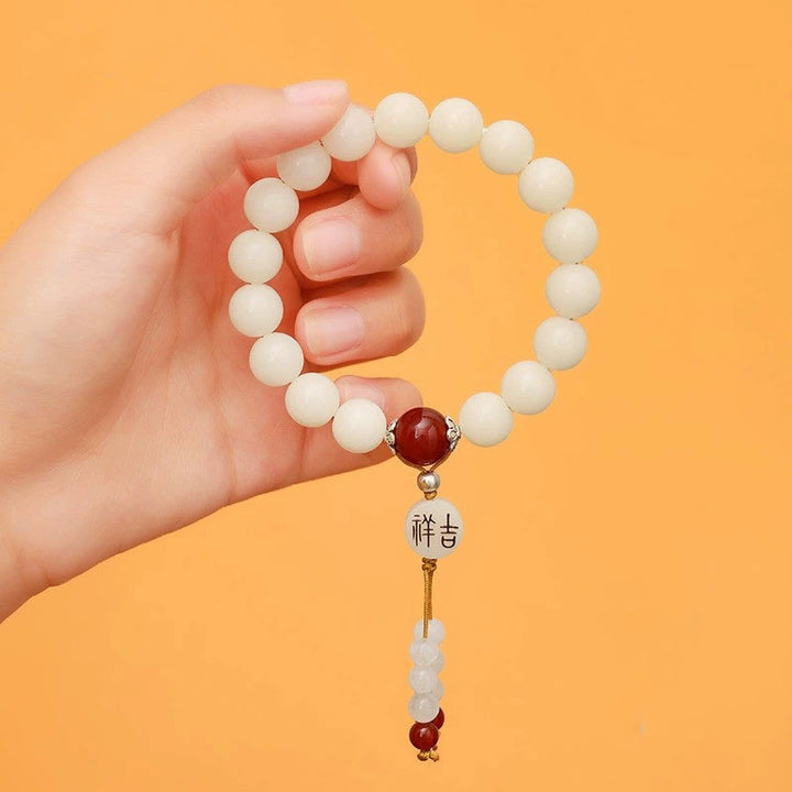 Buddha Stones Nasiona Bodhi Czerwony Agat Czarny Obsydian Różowy Kryształ Rutilated Quartz Bransoletka Mala Na Nadgarstek Pokoju