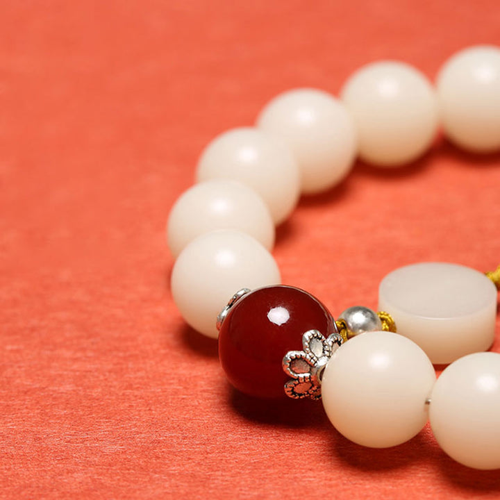 Buddha Stones Nasiona Bodhi Czerwony Agat Czarny Obsydian Różowy Kryształ Rutilated Quartz Bransoletka Mala Na Nadgarstek Pokoju