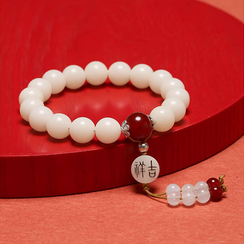 Buddha Stones Nasiona Bodhi Czerwony Agat Czarny Obsydian Różowy Kryształ Rutilated Quartz Bransoletka Mala Na Nadgarstek Pokoju