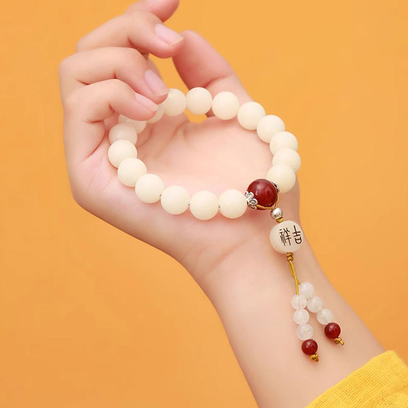Buddha Stones Nasiona Bodhi Czerwony Agat Czarny Obsydian Różowy Kryształ Rutilated Quartz Bransoletka Mala Na Nadgarstek Pokoju