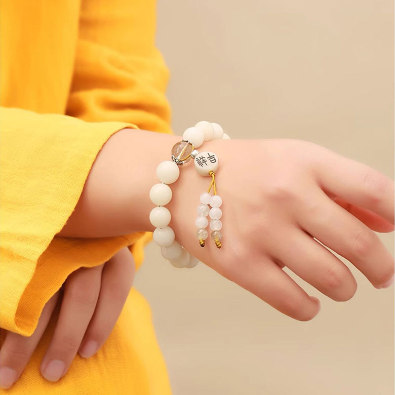 Buddha Stones Nasiona Bodhi Czerwony Agat Czarny Obsydian Różowy Kryształ Rutilated Quartz Bransoletka Mala Na Nadgarstek Pokoju