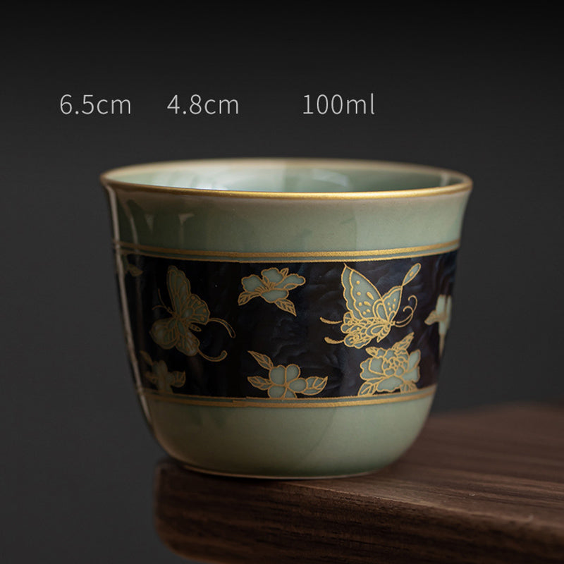 Buddha Stones Motyl Kwiat Lotos Ryba Koi Kwiat Śliwy Ceramiczny Filiżanka Kung Fu Filiżanka Do Herbaty 100ml