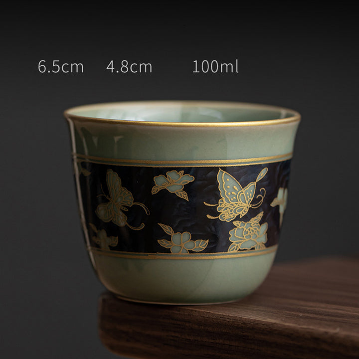 Buddha Stones Motyl Kwiat Lotos Ryba Koi Kwiat Śliwy Ceramiczny Filiżanka Kung Fu Filiżanka Do Herbaty 100ml