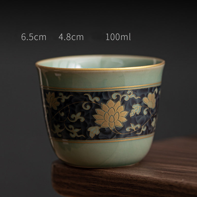 Buddha Stones Motyl Kwiat Lotos Ryba Koi Kwiat Śliwy Ceramiczny Filiżanka Kung Fu Filiżanka Do Herbaty 100ml