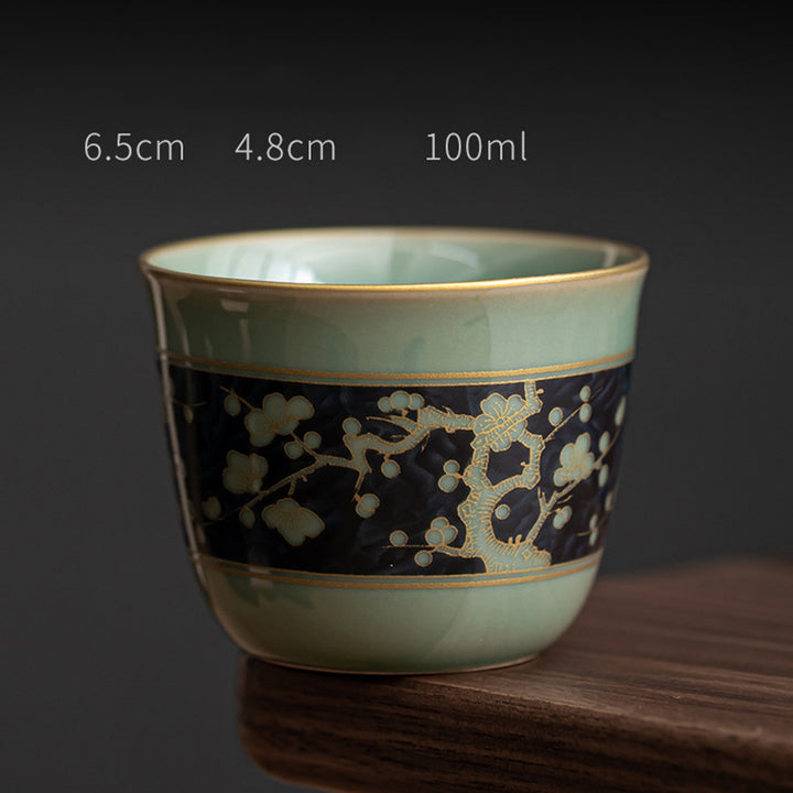 Buddha Stones Motyl Kwiat Lotos Ryba Koi Kwiat Śliwy Ceramiczny Filiżanka Kung Fu Filiżanka Do Herbaty 100ml
