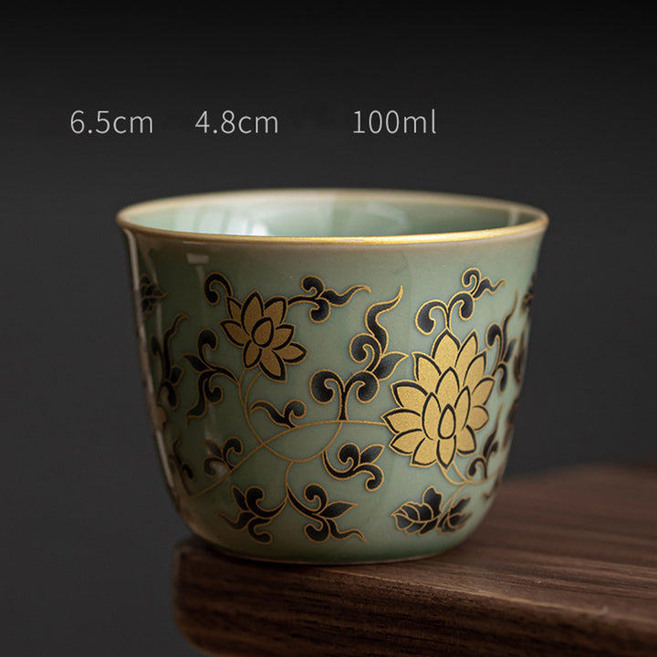 Buddha Stones Motyl Kwiat Lotos Ryba Koi Kwiat Śliwy Ceramiczny Filiżanka Kung Fu Filiżanka Do Herbaty 100ml