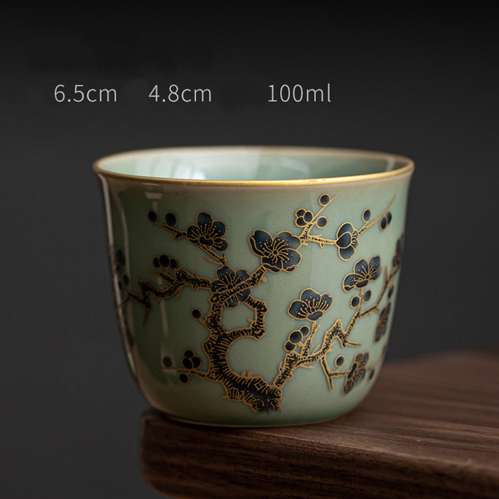 Buddha Stones Motyl Kwiat Lotos Ryba Koi Kwiat Śliwy Ceramiczny Filiżanka Kung Fu Filiżanka Do Herbaty 100ml