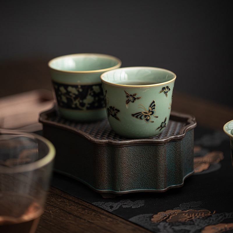 Buddha Stones Motyl Kwiat Lotos Ryba Koi Kwiat Śliwy Ceramiczny Filiżanka Kung Fu Filiżanka Do Herbaty 100ml