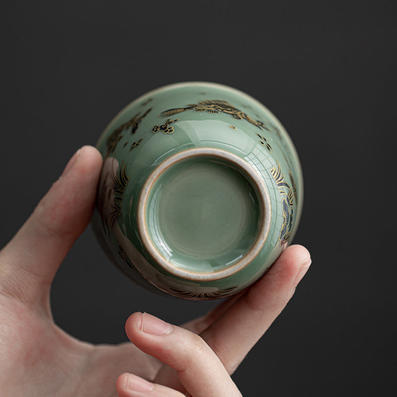 Buddha Stones Motyl Kwiat Lotos Ryba Koi Kwiat Śliwy Ceramiczny Filiżanka Kung Fu Filiżanka Do Herbaty 100ml