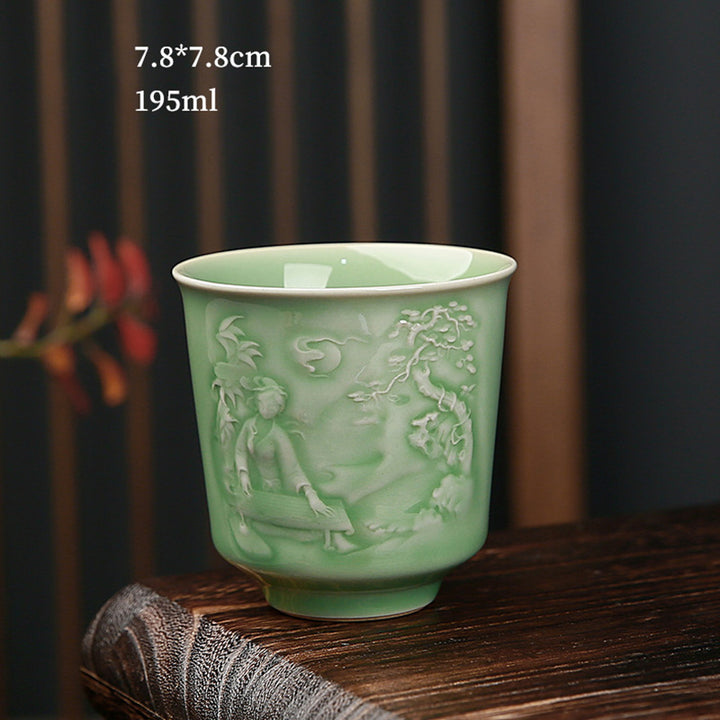 Kamienie Buddha Stones Pawilon Góry Rzeki Sosna Ceramiczna filiżanka do herbaty Kung Fu