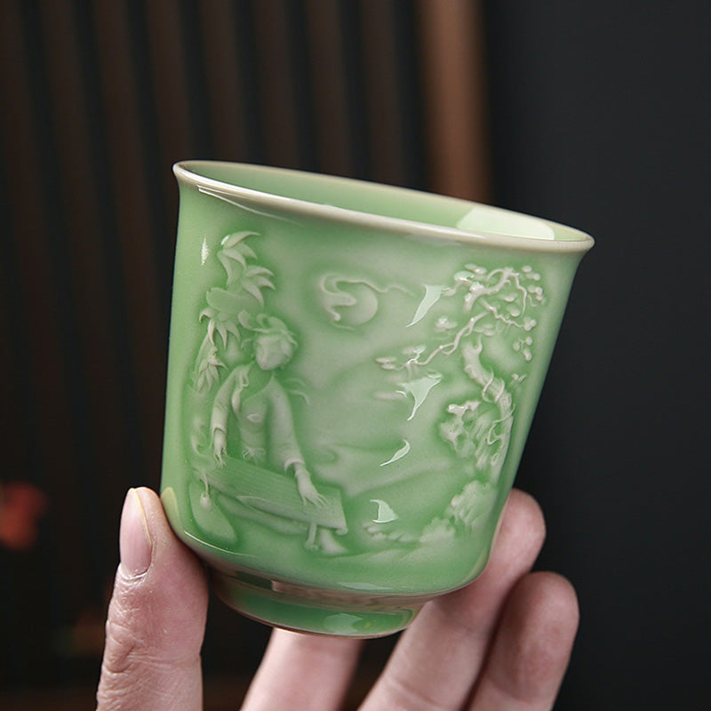 Kamienie Buddha Stones Pawilon Góry Rzeki Sosna Ceramiczna filiżanka do herbaty Kung Fu