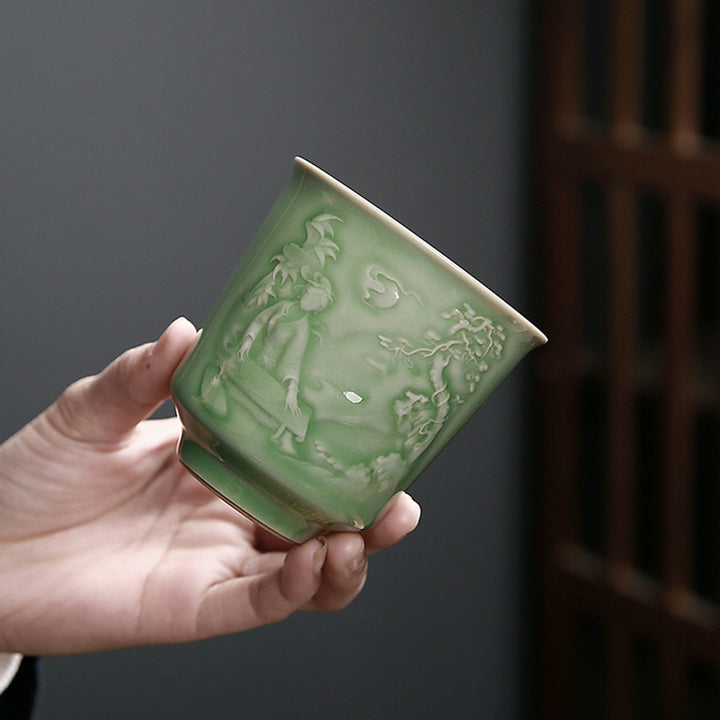 Kamienie Buddha Stones Pawilon Góry Rzeki Sosna Ceramiczna filiżanka do herbaty Kung Fu