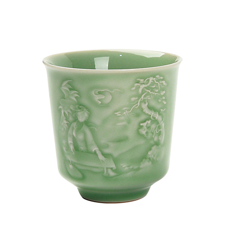 Kamienie Buddha Stones Pawilon Góry Rzeki Sosna Ceramiczna filiżanka do herbaty Kung Fu