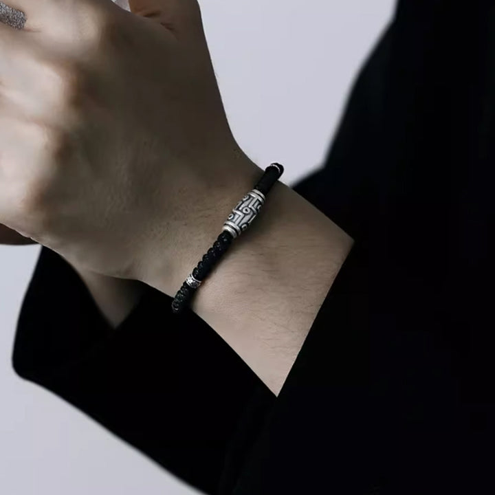 Buddha Stones 999 Srebro Sterlingowe Dziewięciooczne Dzi Koraliki Wzór Błogosławieństwa Bransoletka Lina - image 10