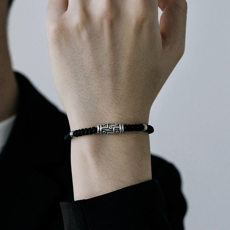 Buddha Stones 999 Srebro Sterlingowe Dziewięciooczne Dzi Koraliki Wzór Błogosławieństwa Bransoletka Lina - image 9